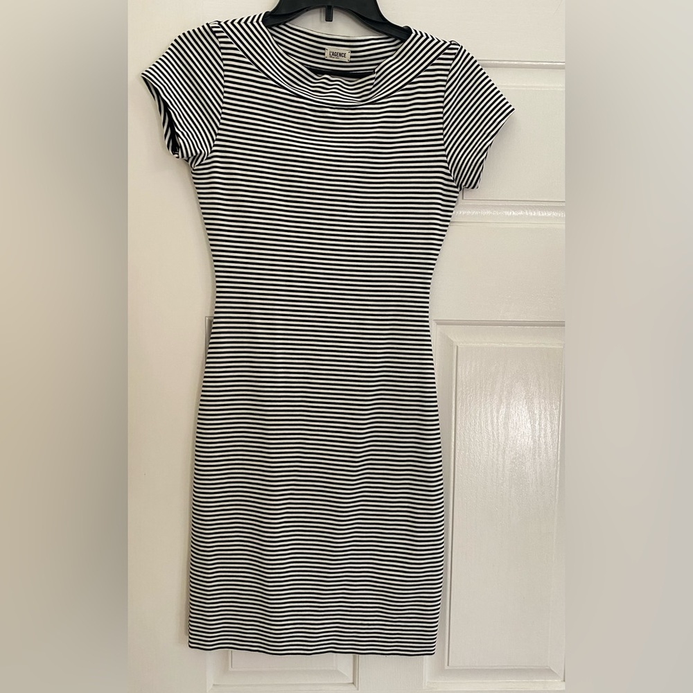 A New Day Black & White Striped Short Sleeve Dress